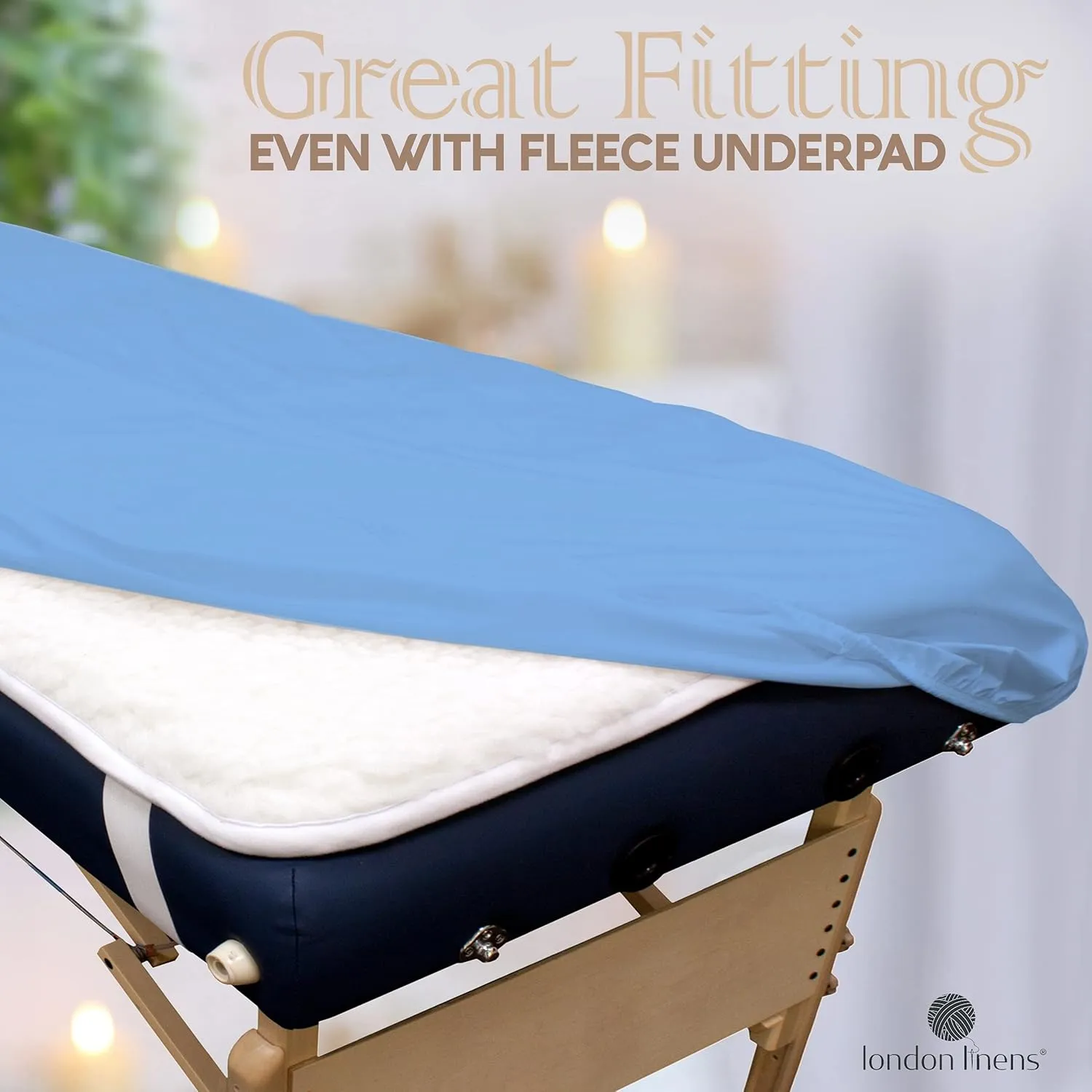 London Linens 3 Piece Set Massage Table Sheets Set - 100% Natural Cotton Flannel- Includes Massage Table Cover, Massage Fitted Sheet, and Massage Face Rest Cover (Light Blue)