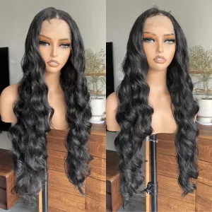Loose Wave 13x6 Lace Front Wigs Pre Plucked 32 Inch Black Wavy Hair HD Synthetic Lace Front Wig 150% Density Long Wavy Wigs For Black Women