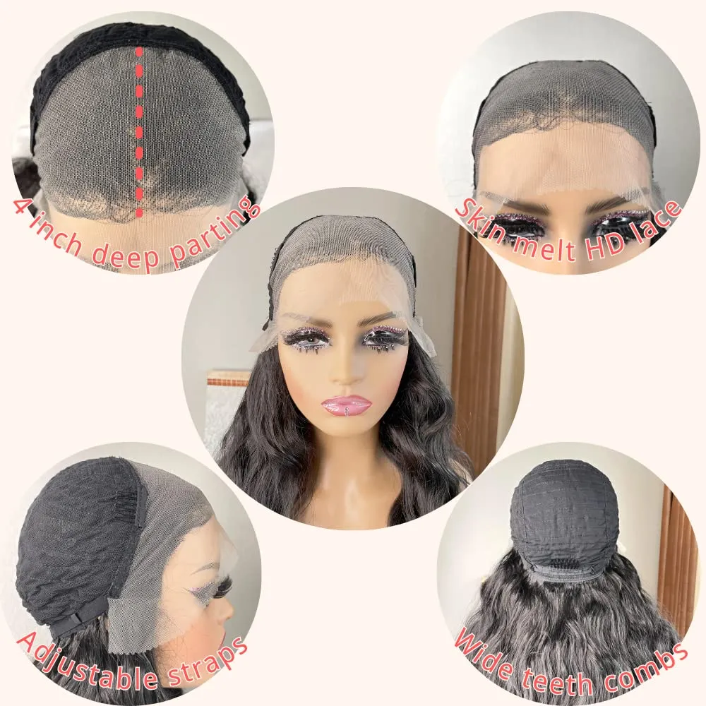 Loose Wave 13x6 Lace Front Wigs Pre Plucked 32 Inch Black Wavy Hair HD Synthetic Lace Front Wig 150% Density Long Wavy Wigs For Black Women