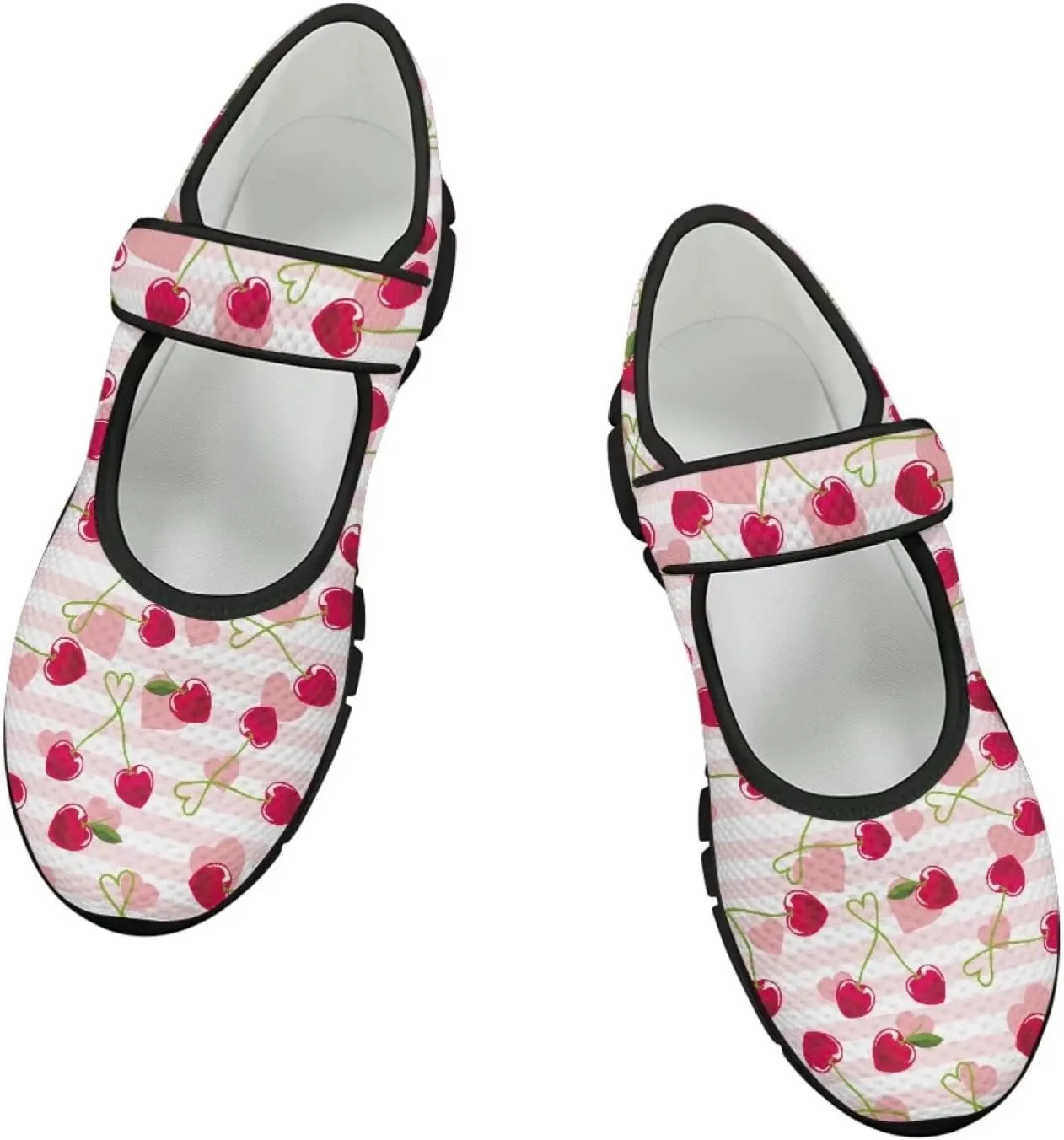 Love Heart Pattern Womens Shoes Casual Breathable Slip On Kung Fu Mary Jane Shoes Diabetic Adjustable Grounding Shoes