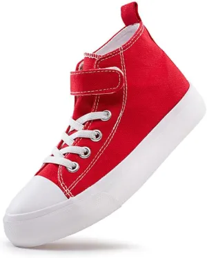 LUMUBBY Kid Shoes for Boys Girls Toddler Little Kid Canvas Mid Top Sneakers Classic Adjustable Strap Lace up Shoes for Kids Breathable Lightweight
