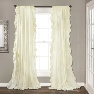 Lush Decor Reyna Ruffle Window Curtain Panel Set, Pair, 54" W x 95" L, Ivory - Flowy Curtain Set - Romantic Ruffle Curtains for Bedroom, Living room, or Dining Room - Farmhouse & Cottage Home Decor