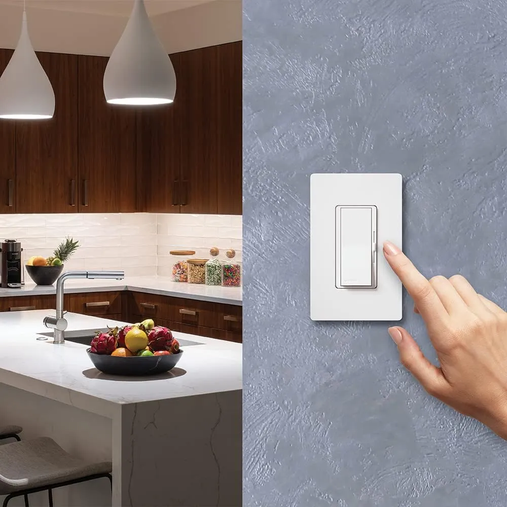 Lutron Diva Dimmer Switch for Incandescent Bulbs, 600-Watt/Single-Pole, DVSC-600P-SW, Snow