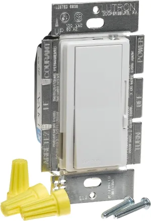 Lutron Diva Dimmer Switch for Incandescent Bulbs, 600-Watt/Single-Pole, DVSC-600P-SW, Snow