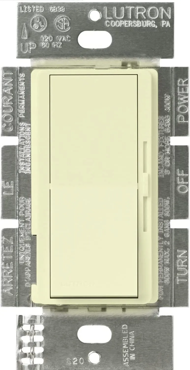Lutron Diva Electronic Low Voltage Dimmer | 300-Watt, Single-Pole or 3-Way | DVELV-303P-AL, Almond
