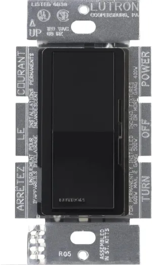 Lutron Diva Electronic Low Voltage Dimmer | 300-Watt, Single-Pole or 3-Way | DVELV-303P-BL, Black