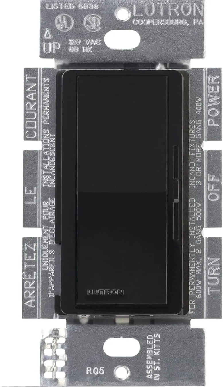 Lutron Diva Electronic Low Voltage Dimmer | 300-Watt, Single-Pole or 3-Way | DVELV-303P-BL, Black