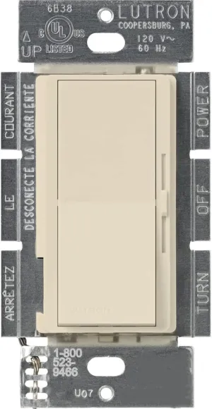 Lutron Diva Electronic Low Voltage Dimmer | 300-Watt, Single-Pole or 3-Way | DVSCELV-303P-ES, Eggshell