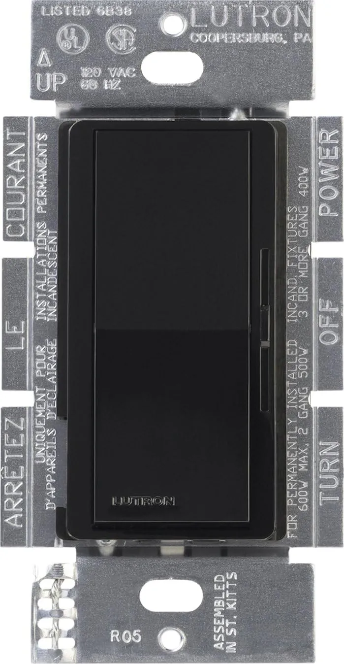 Lutron DVELV-300P-BL Diva 300-Watt Single Pole Electronic Low-Voltage Dimmer, Black