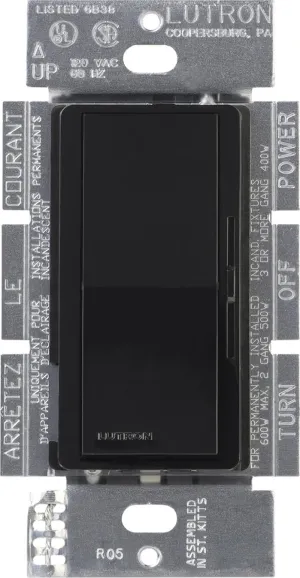 Lutron DVELV-300P-BL Diva 300-Watt Single Pole Electronic Low-Voltage Dimmer, Black