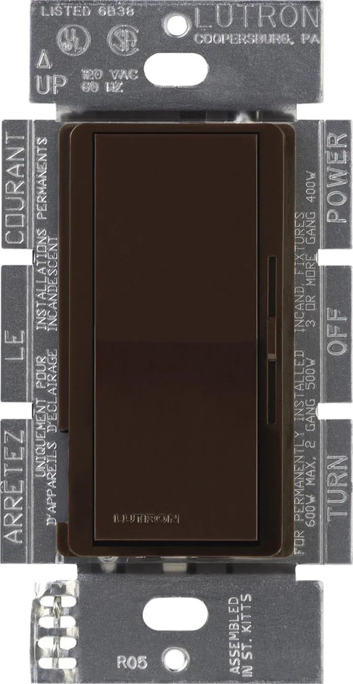 Lutron DVELV-300P-BR Diva 300-Watt Single Pole Electronic Low-Voltage Dimmer, Brown