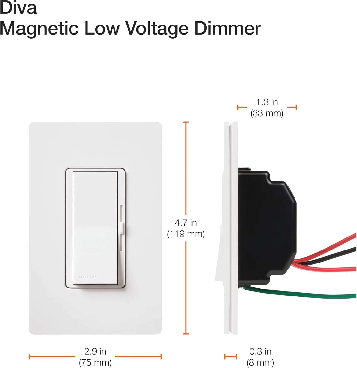 Lutron DVLV-603P-BL Diva Magnetic Low-Voltage Dimmer, Black