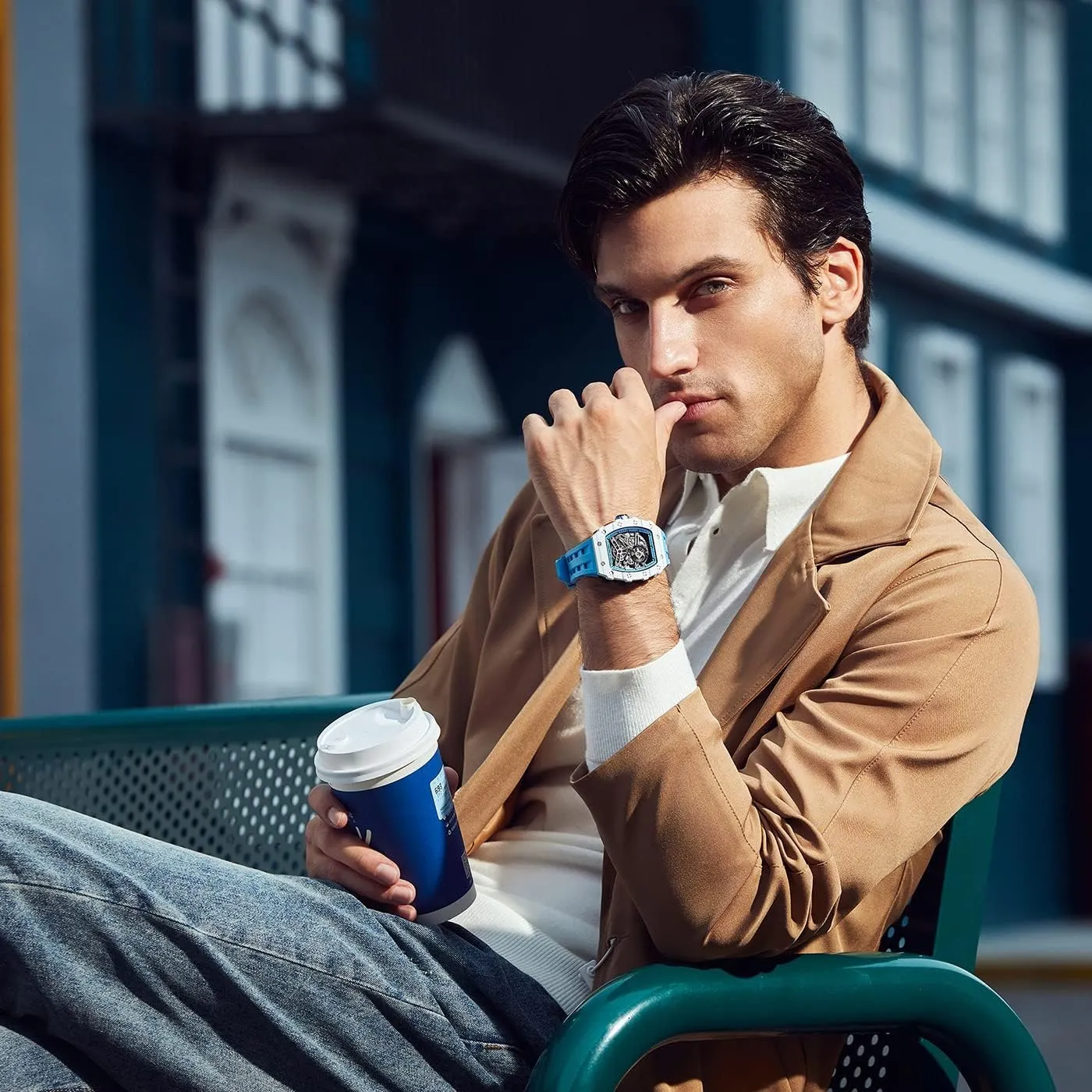 Luxury Mens Automatic Mechanical Watches - Japanese Movement Sapphire Glass - 50M Waterproof Men's Watch - Square Wrist Watches Silicone Band Luminous Elegant Gifts for Men