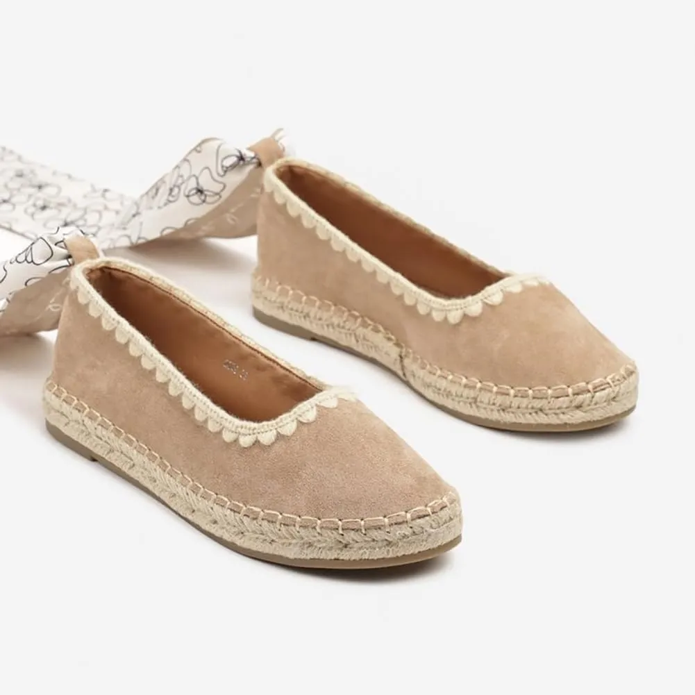 Mary Jane Espadrilles for Women Round Toe Ribbon Ballet Flat Espadrille Platform Sole Flats Comfortable Dress Shoes