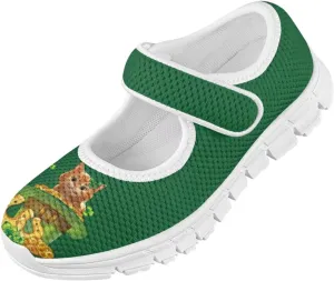Mary Janes for Girls St. Patrick's Day Print Dress Shoes Kids School Shoes Toddler Mesh Walking Shoes with Adjustable Strap