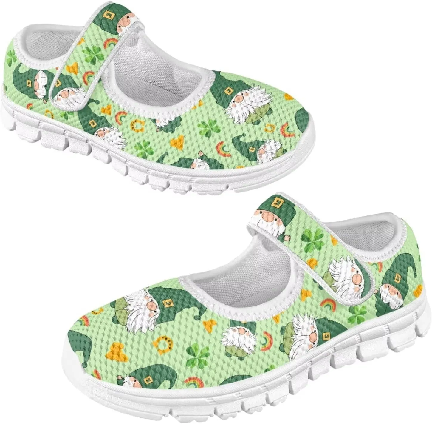 Mary Janes for Girls St. Patrick's Day Print Dress Shoes Kids School Shoes Toddler Mesh Walking Shoes with Adjustable Strap