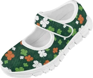 Mary Janes for Girls St. Patrick's Day Print Dress Shoes Kids School Shoes Toddler Mesh Walking Shoes with Adjustable Strap