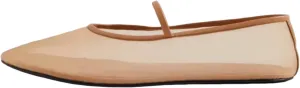 MAVMAX Nude Mesh Ballet Flats for Women Tulle Solid Clear Mary Jane Ballerina Round Toe Comfortable Daily Dress Ballet Flats Shoes with Strap