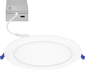 Maxxima 8 in. 5 CCT Round Recessed LED Downlight - Color Temperature Selectable 2700K/3000K/3500K/4000K/5000K, 1600 Lumens, Slim Round Flat Panel Dimmable Light Fixture, Canless with J-Box Included