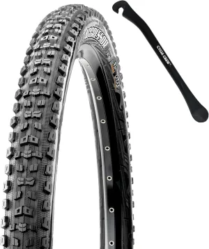 MAXXIS Aggressor Mountain Bike Tire - 26", 27.5" & 29" - Bundle with Cycle Crew Tire Lever