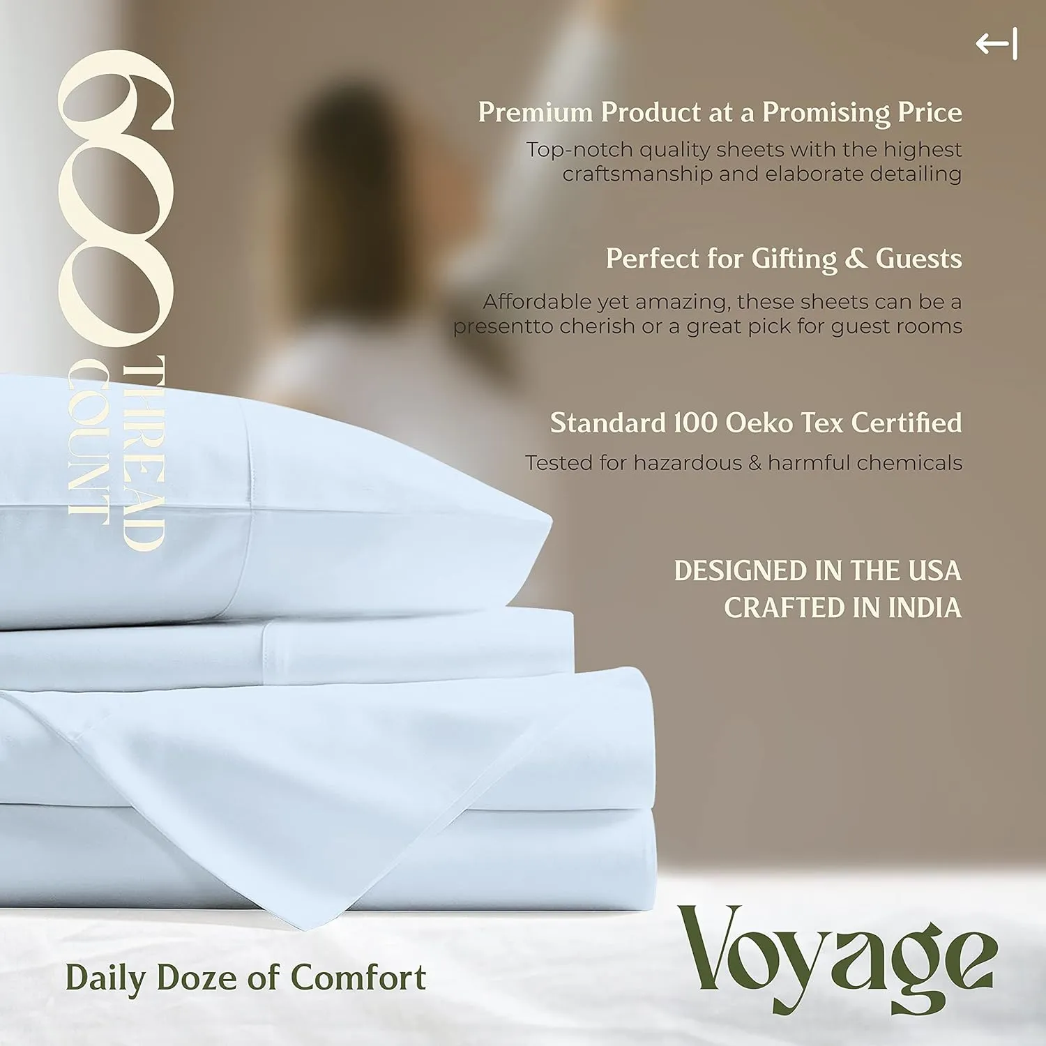 Mayfair Linen 100% Cotton King Size Fitted Sheet Only - 600 Thread Count King Fitted Sheet Cotton, Luxuriously Soft, Cooling 16" Deep Pocket Sateen Weave Bottom, Luxury Hotel Quality - Light Blue