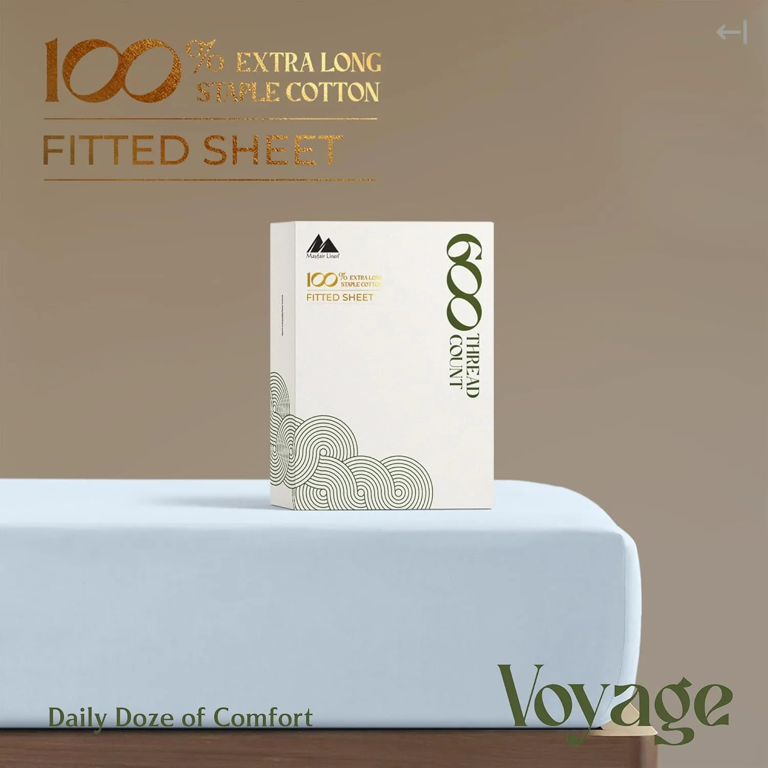 Mayfair Linen 100% Cotton King Size Fitted Sheet Only - 600 Thread Count King Fitted Sheet Cotton, Luxuriously Soft, Cooling 16" Deep Pocket Sateen Weave Bottom, Luxury Hotel Quality - Light Blue
