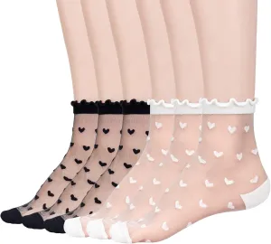 Mcool Mary Women's Ruffle Sheer Mesh Casual Lace Socks - Summer Ultra Thin Cool See Through Ankle Socks