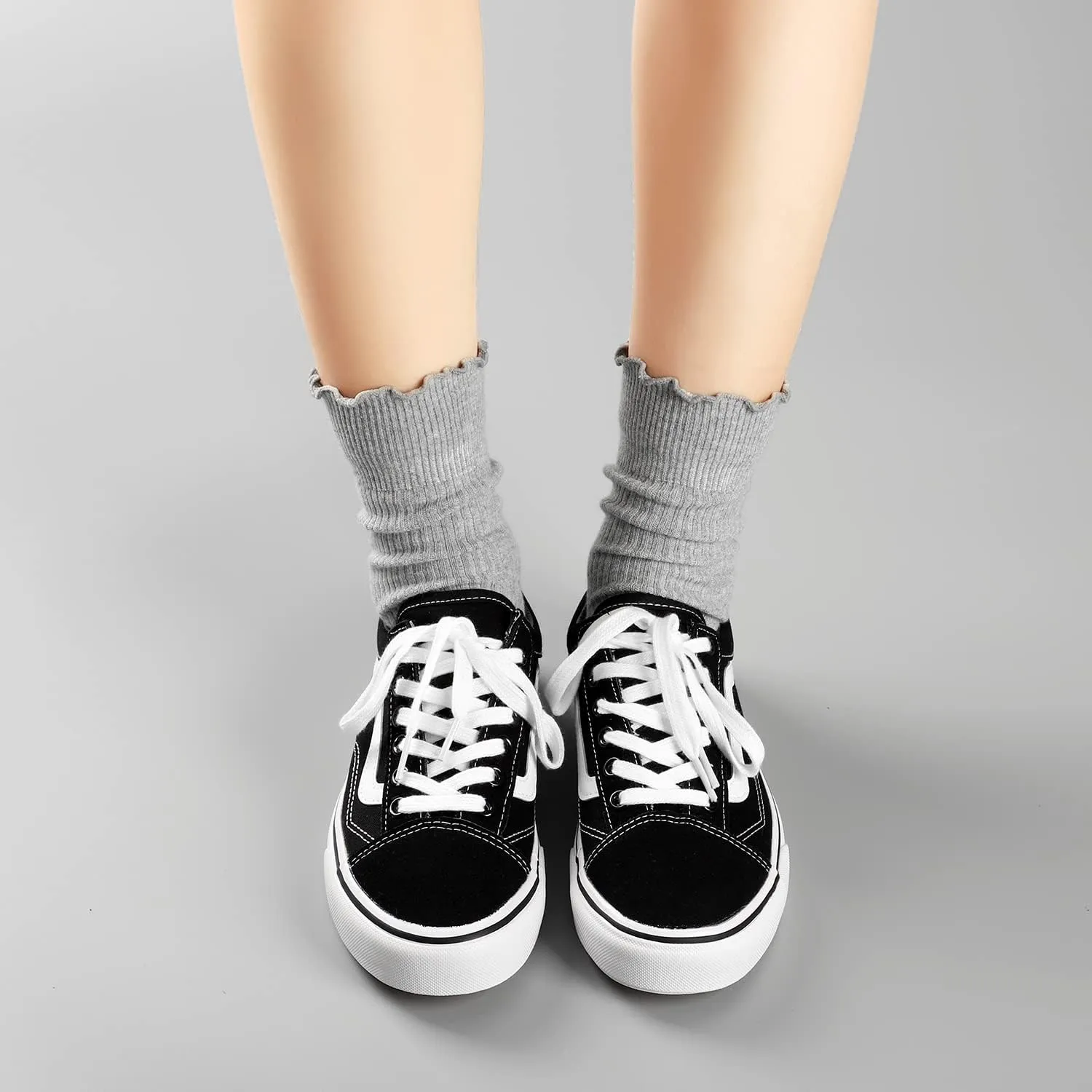 Mcool Mary Womens Socks, Ruffle Turn-Cuff Casual Crew Socks Breathable Cool Knit Cotton Lettuce Ankle Frilly Sock 6 Pack