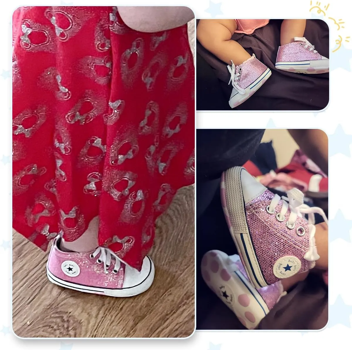Meckior Baby Girls Boys Canvas Sneakers Soft Sole High-Top Ankle Infant First Walkers Crib Shoes
