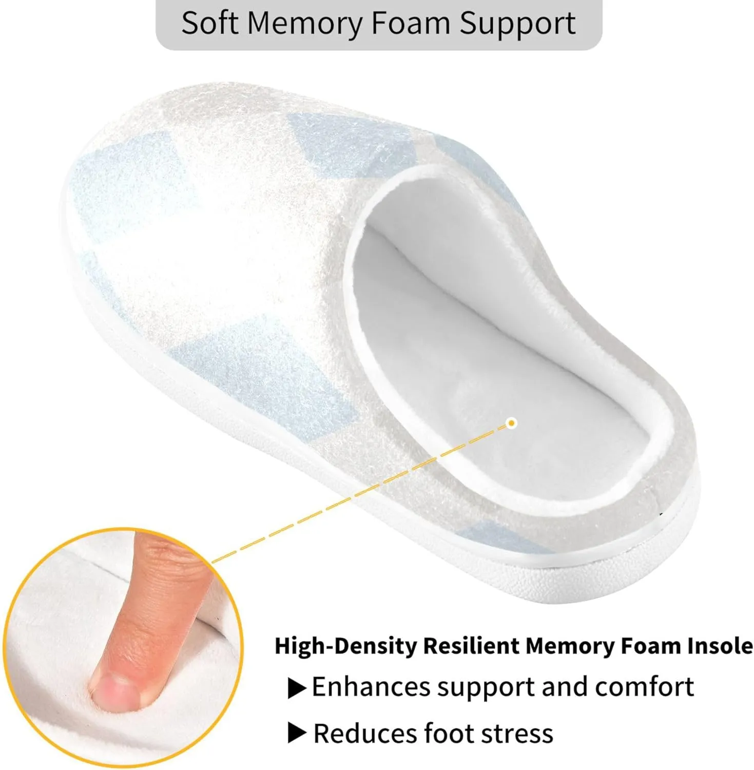 Memory Foam Womens Slippers Plush Lining Anti-Slip Rubber Sole Soft House Slippers Shoes Home Indoor S