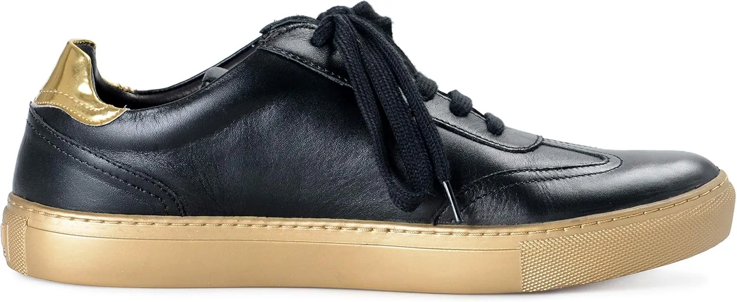 Men's Black Leather Fashion Sneakers Shoes Sz US