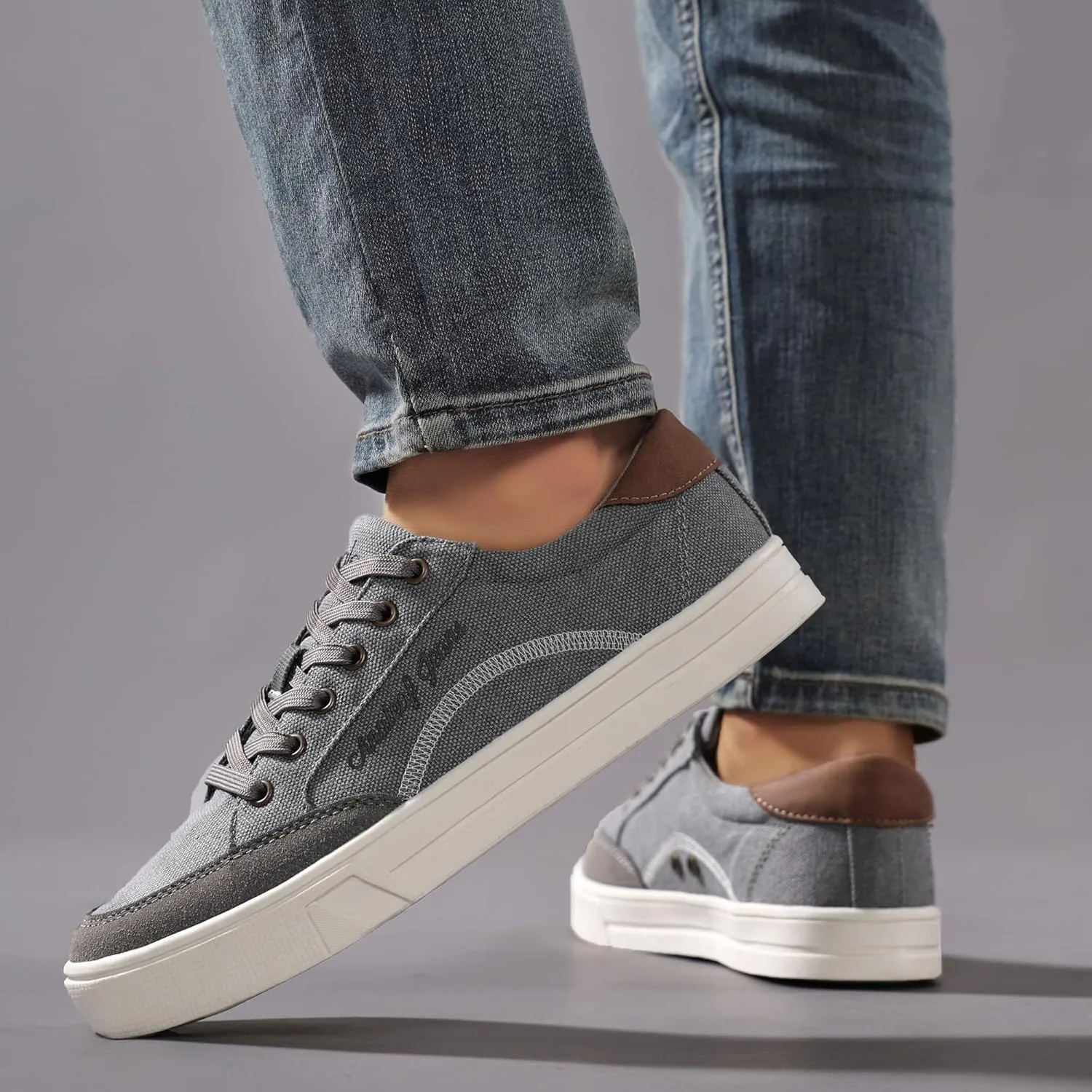 Mens Canvas Sneakers Casual Shoes Low Top Lace Up Shoes