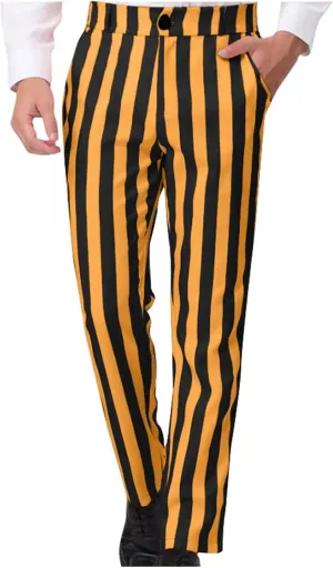 Mens Chinos Pants Stripe Plaid Printed Straight Fit Casual Flat-Front Dress Pants Suit Button Pants Fashion Gifts