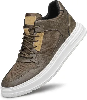 Men’s Elevator Leather Shoes – 2.3 Inch Height Increase, Leather & Fabric Splice, Suede Accents, Breathable, Stylish Casual Dress Shoes for Daily, Business, and Formal Occasions