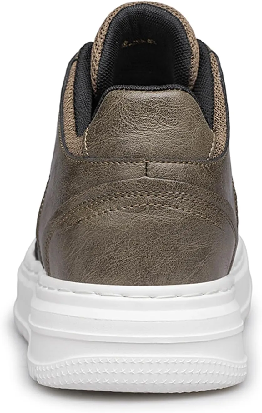 Men’s Elevator Leather Shoes – 2.3 Inch Height Increase, Leather & Fabric Splice, Suede Accents, Breathable, Stylish Casual Dress Shoes for Daily, Business, and Formal Occasions