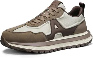 Mens Fashion Lace-Up Platform Sneakers Low-Top Round Toe Non Slip Casual Chunky Shoes for Gym Sports Tennis Jogging Running Walking