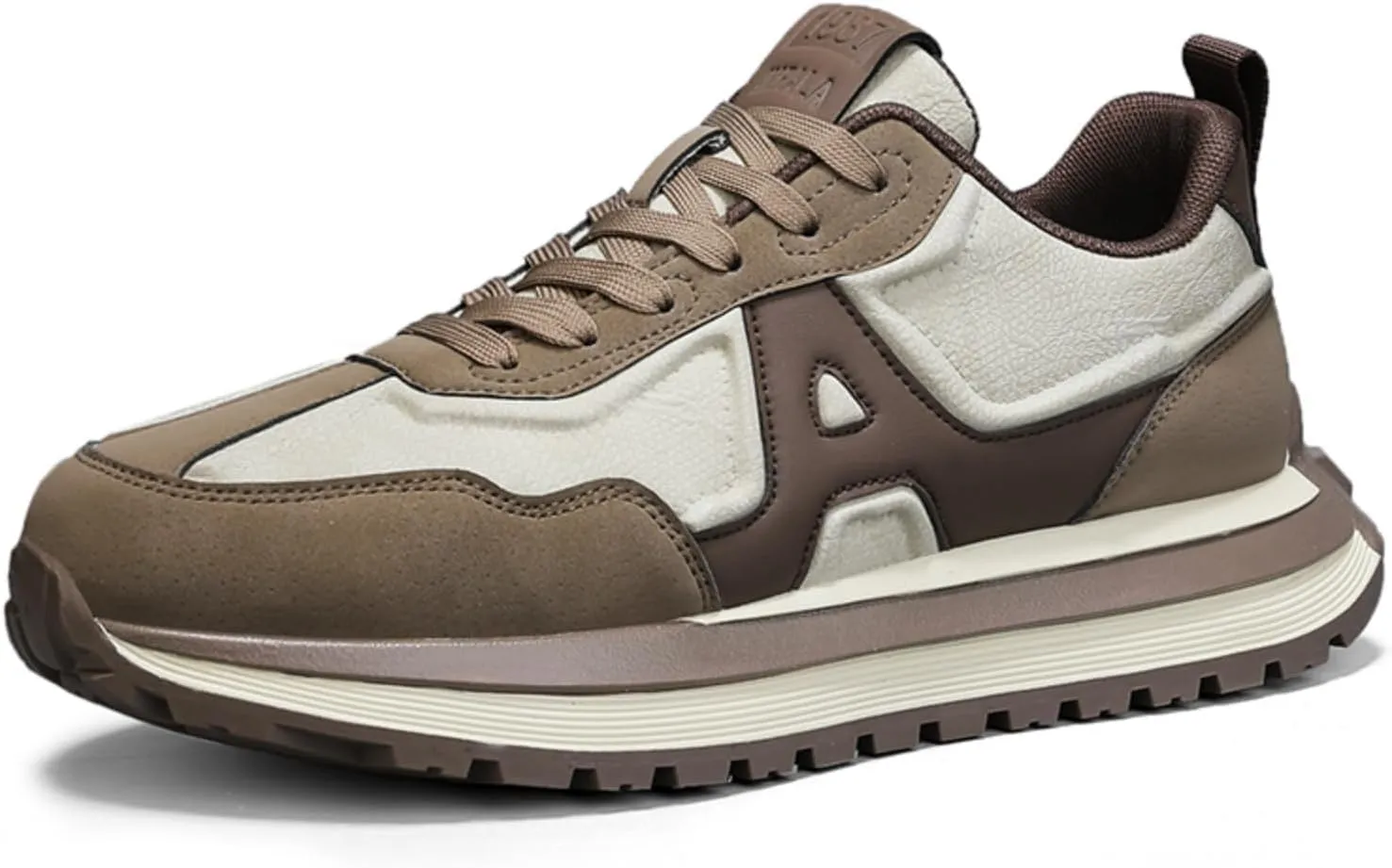 Mens Fashion Lace-Up Platform Sneakers Low-Top Round Toe Non Slip Casual Chunky Shoes for Gym Sports Tennis Jogging Running Walking