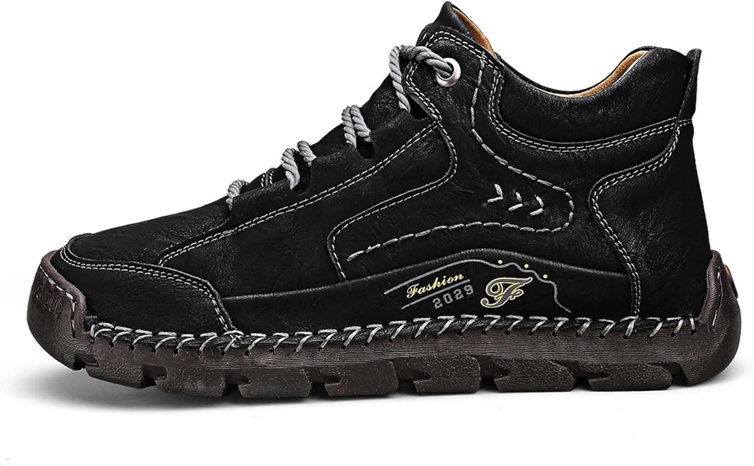 Men's Fashion Premium Leather Sneakers,Retro Leather Upper Design,Walking Shoes for Men,Business Casual Shoes,High Top Sneakers,Soft Comfortable Wearable,Hand Sewn