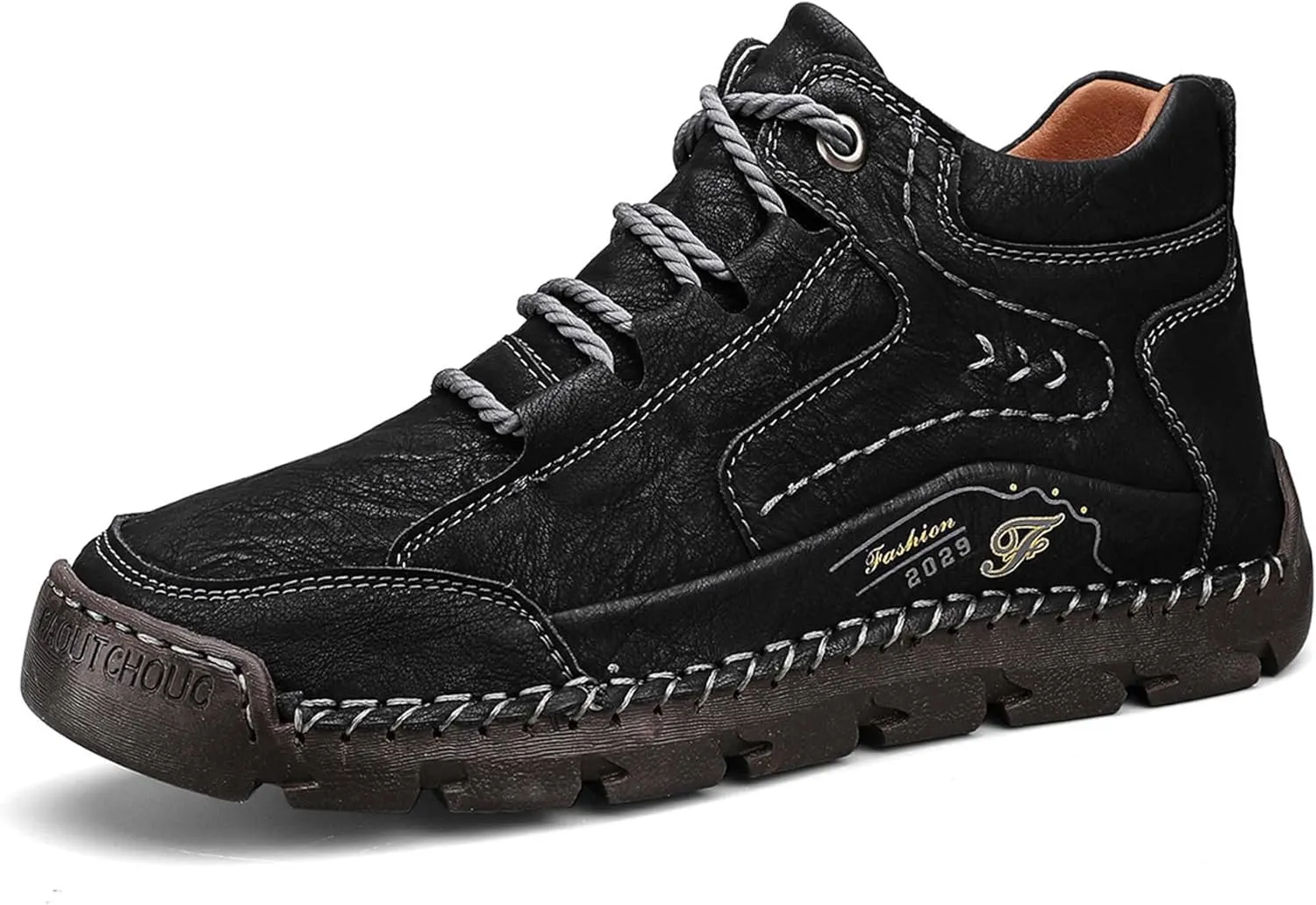 Men's Fashion Premium Leather Sneakers,Retro Leather Upper Design,Walking Shoes for Men,Business Casual Shoes,High Top Sneakers,Soft Comfortable Wearable,Hand Sewn