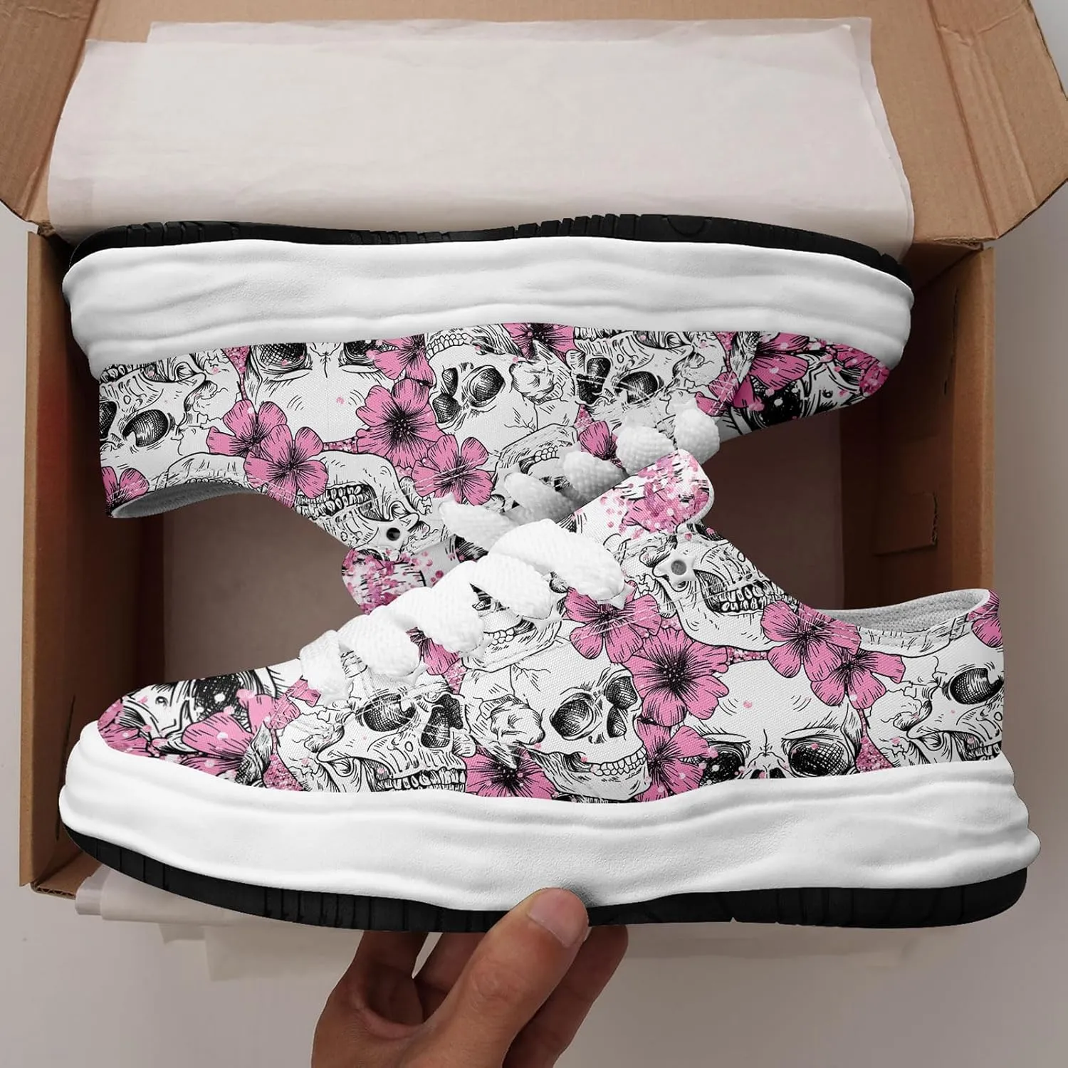 Men's Gothic Skull Fashion Sneakers Casual Skateboarding Canvas Shoes for Women Streetwear Trendy Comfort Walking Shoes