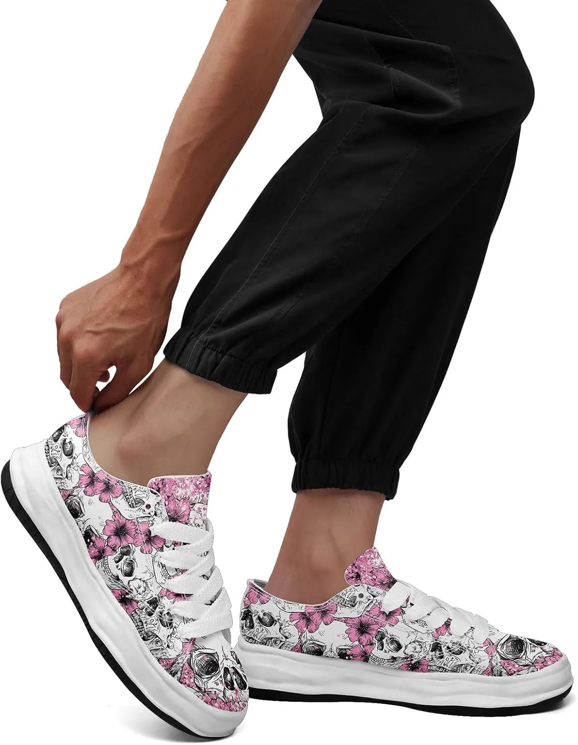 Men's Gothic Skull Fashion Sneakers Casual Skateboarding Canvas Shoes for Women Streetwear Trendy Comfort Walking Shoes