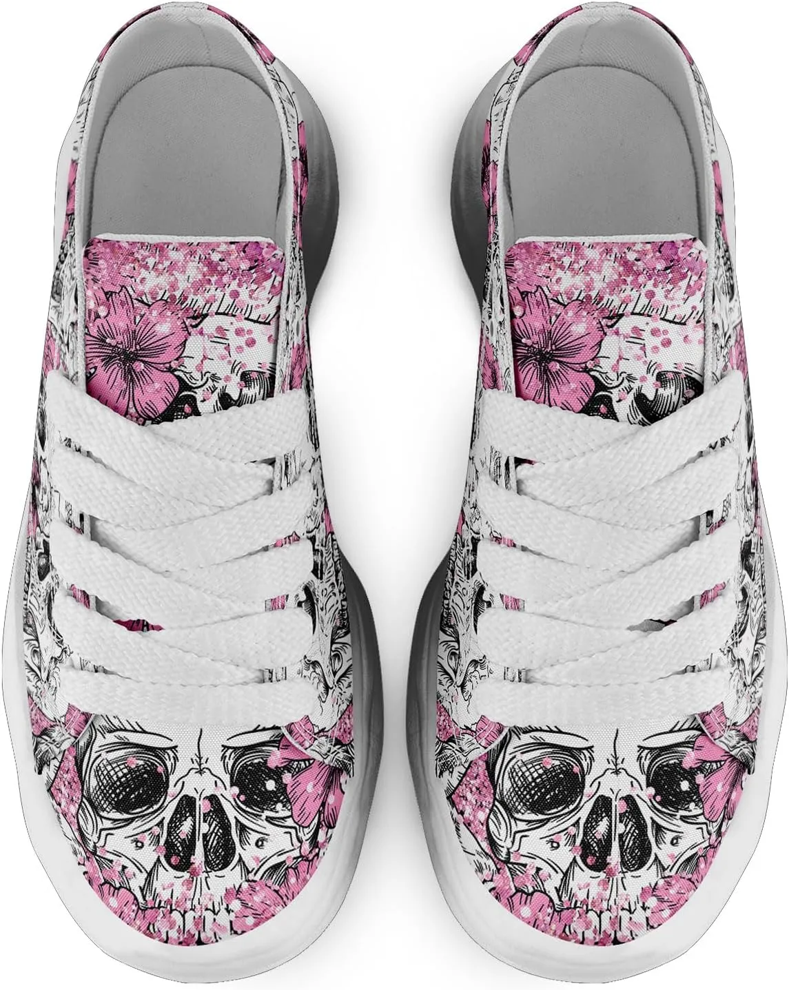 Men's Gothic Skull Fashion Sneakers Casual Skateboarding Canvas Shoes for Women Streetwear Trendy Comfort Walking Shoes