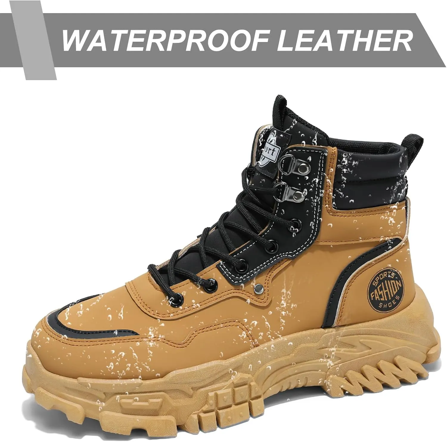 Men's High Top Fashion Sneakers,Casual Athletic Walking Shoes,Round Toe Lace-Up Shoes,Breathable Non-Slip Hiking Boots for Men