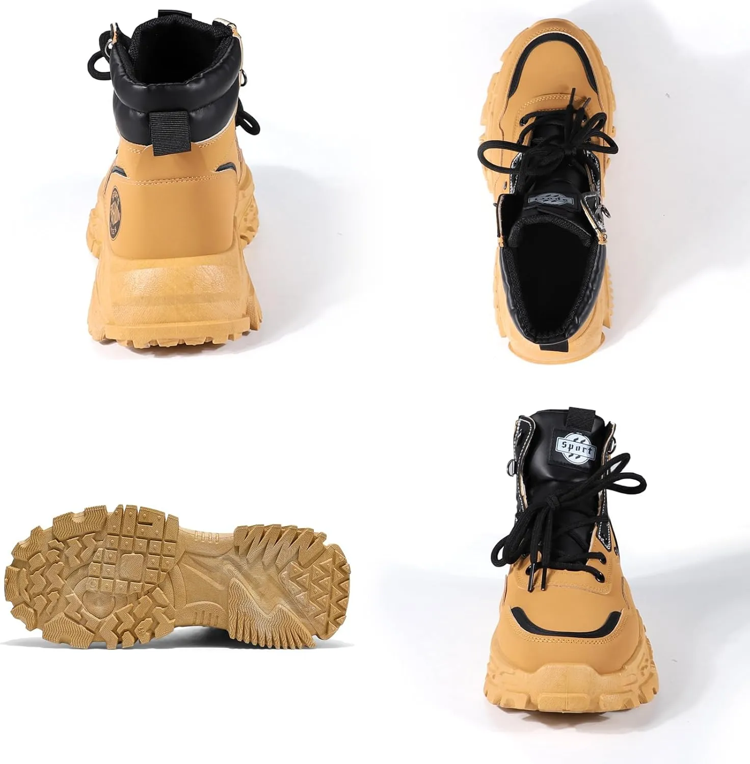 Men's High Top Fashion Sneakers,Casual Athletic Walking Shoes,Round Toe Lace-Up Shoes,Breathable Non-Slip Hiking Boots for Men