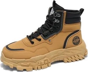Men's High Top Fashion Sneakers,Casual Athletic Walking Shoes,Round Toe Lace-Up Shoes,Breathable Non-Slip Hiking Boots for Men