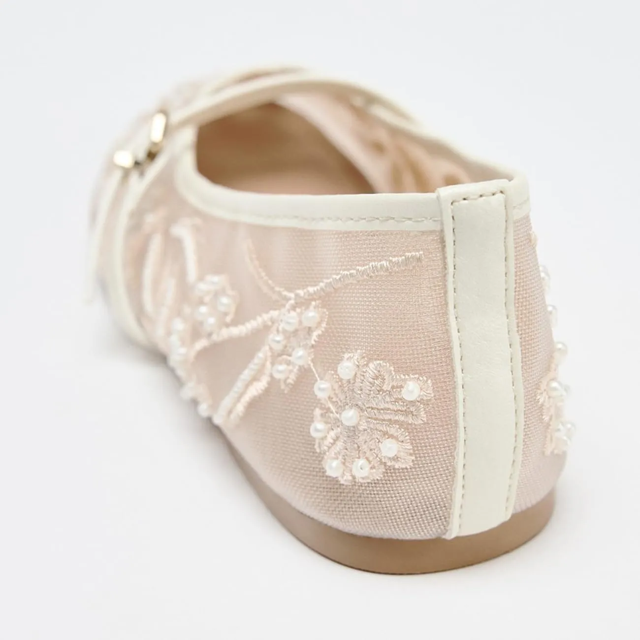 Mesh Ballet Flats for Women Embroidered Floral Round Toe Mary Jane