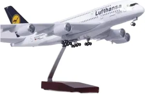 Metal Aircraft Model 1/160 Scale for 46CM Airplane 380 A380 Model W Light and Wheel Diecast Plastic Resin Plane for Collection Hobby Display Aviation Enthusiasts(with Light)