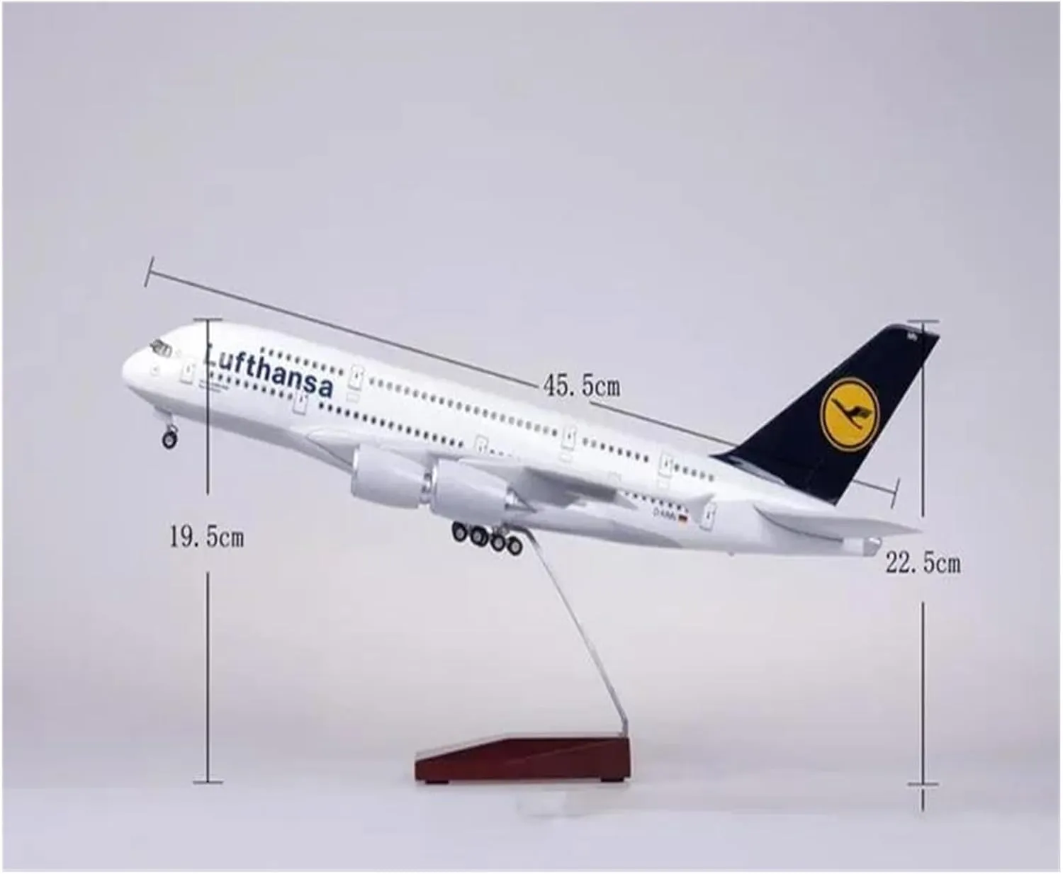 Metal Aircraft Model 1/160 Scale for 46CM Airplane 380 A380 Model W Light and Wheel Diecast Plastic Resin Plane for Collection Hobby Display Aviation Enthusiasts(with Light)