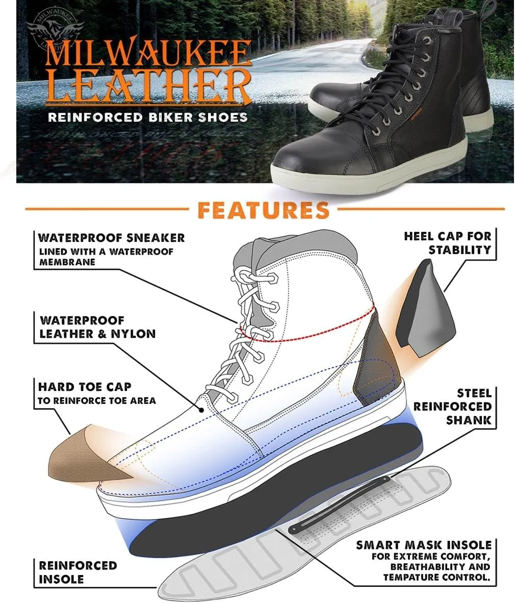 Milwaukee Leather Men's Motorcycle Reinforced Street Biker Casual Riding Shoes Leather Suede Canvas - 7
