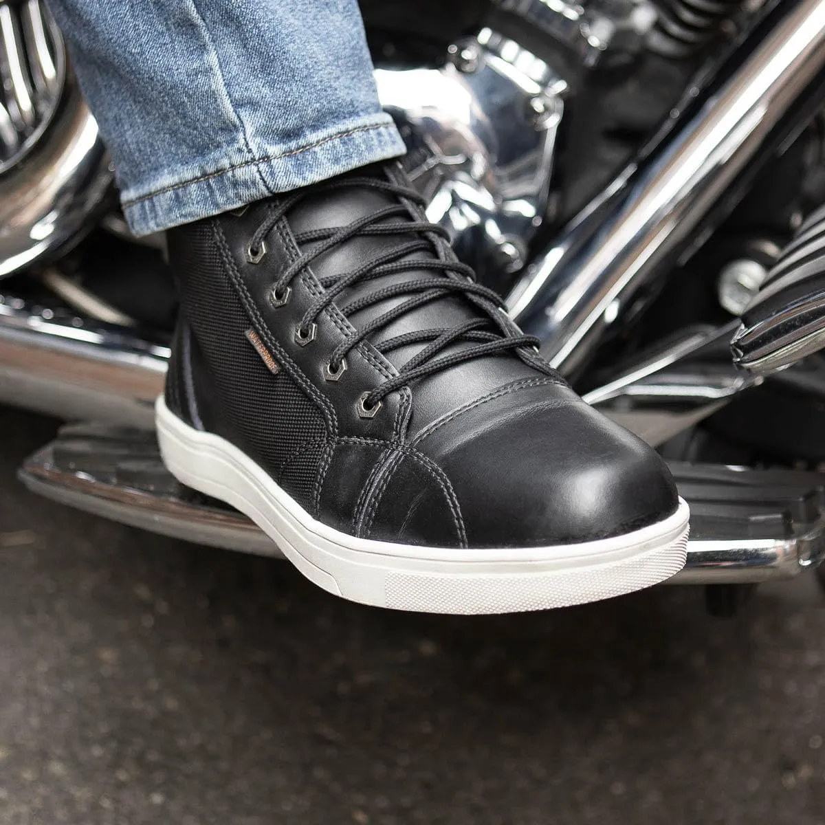 Milwaukee Leather Men's Motorcycle Reinforced Street Biker Casual Riding Shoes Leather Suede Canvas - 7